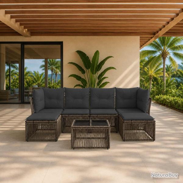 Ensemble de canap� de jardin 7 pcs Gris polyrotin