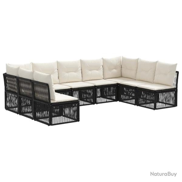 Ensemble de canap� de jardin 9 pcs Noir polyrotin