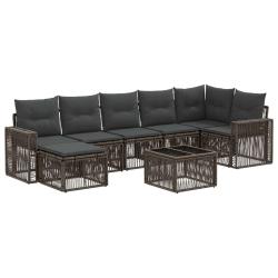 Ensemble de canap&eacute; de jardin 8 pcs Gris et Gris fonc&eacute; polyrotin
