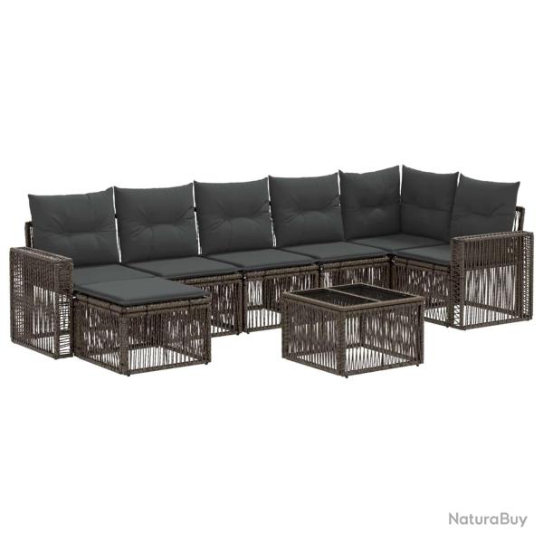 Ensemble de canap� de jardin 8 pcs Gris et Gris fonc� polyrotin