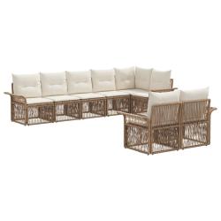 Ensemble de canap&eacute; de jardin 8 pcs Beige polyrotin