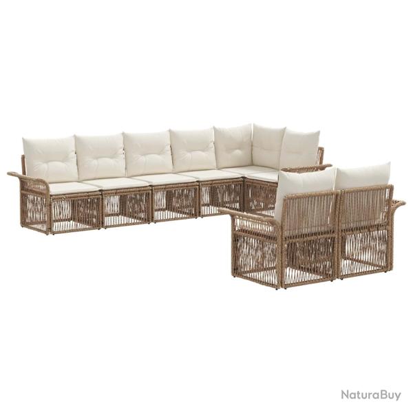 Ensemble de canap� de jardin 8 pcs Beige polyrotin