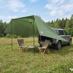 Tente de voiture avec toit Vert 350 x 250 cm Polyester et Acier