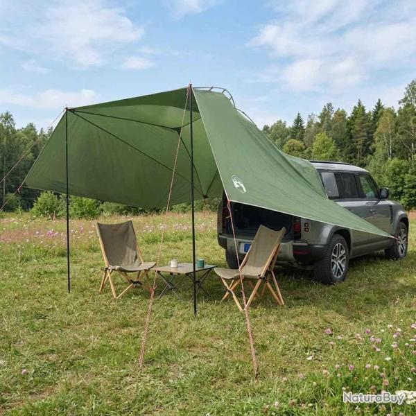 Tente de voiture avec toit Vert 350 x 250 cm Polyester et Acier