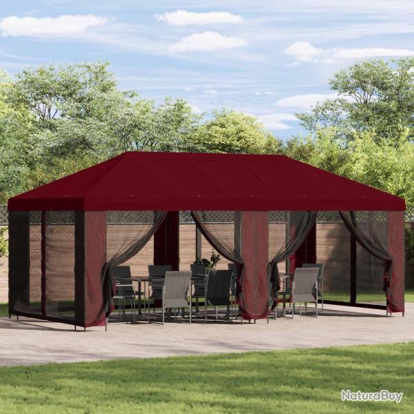 Gazebo avec murs lat�raux 6 x 3 m Bordeaux Polyester et Acier