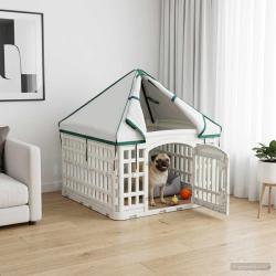 Panneau de jeu pour chien 4 panneaux avec toit 60 x 60 x 82 cm