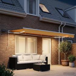 Auvent r&eacute;tractable Sable 450 &times; 350 cm Tissu et Aluminium
