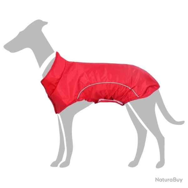 Imperm�able pour chien avec bandes r�fl�chissantes polyester rouge taille L