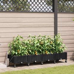 Porte-plante de jardin avec irrigation et roues 4 pc Noir PP