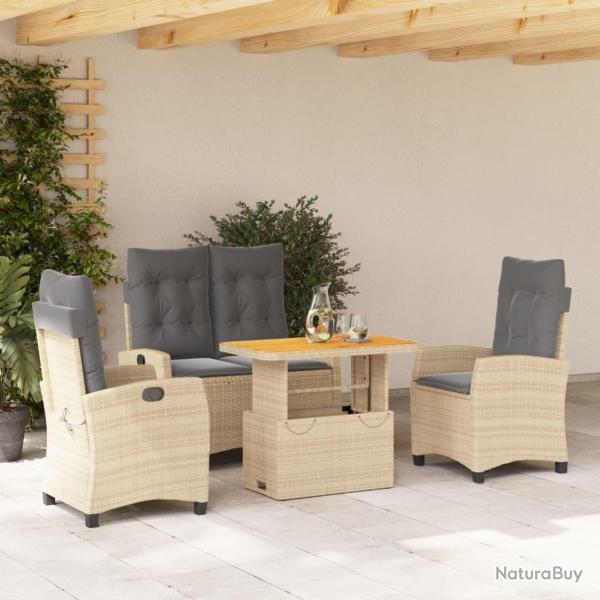 Ensemble � manger de jardin coussins 4 pcs beige r�sine tress�e