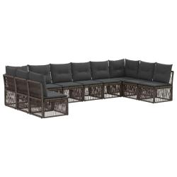Ensemble de canap&eacute; de jardin 10 pcs Gris polyrotin