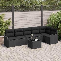 Ensemble de canap&eacute; de jardin 7 pcs Beige Poly rotin