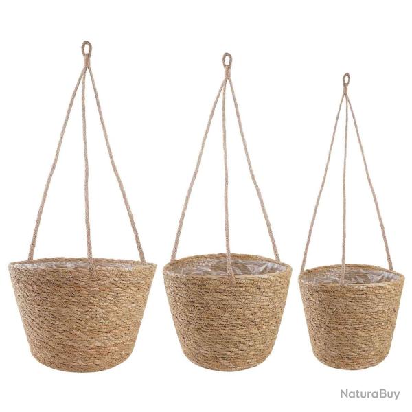 Paniers � plantes en herbe de mer 3 pcs Naturel �26 x 19 cm