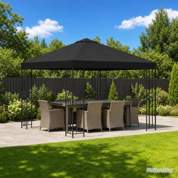 Pavillon 3 x 3 m Noir Polyester et Acier 190 gsm