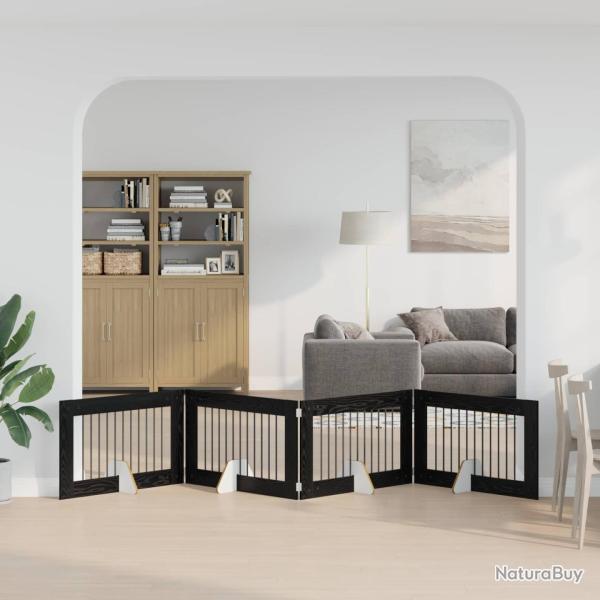 Porte de chien pliable avec supports 4 pcs Ch�ne noir 401 cm