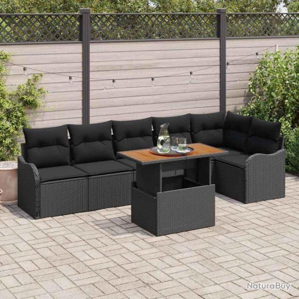 Ensemble de canap� de jardin 7 pcs Noir Poly rotin