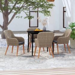 Ensemble &agrave; manger de jardin et coussins 5 pcs Marron