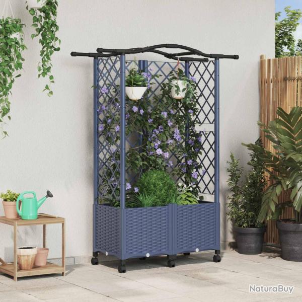 Lit �lev� avec Treillis et Toit Gris 122 x 40 x 144 cm PP