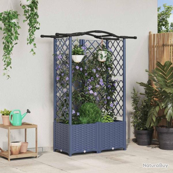 Lit �lev� avec Treillis et Toit Gris 122 x 40 x 138 cm PP