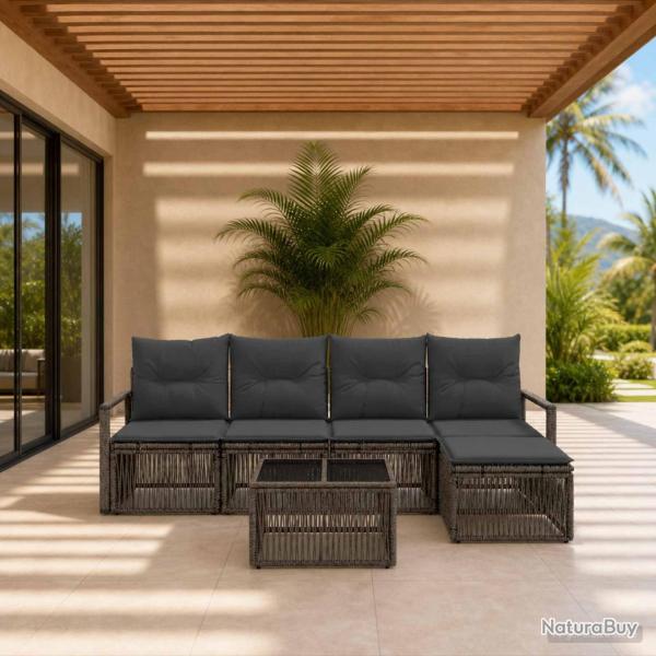 Ensemble de canap� de jardin 6 pcs Gris polyrotin