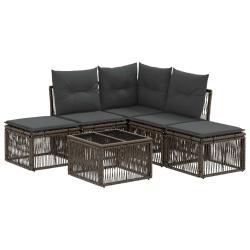 Ensemble de canap&eacute; de jardin 6 pcs Gris polyrotin