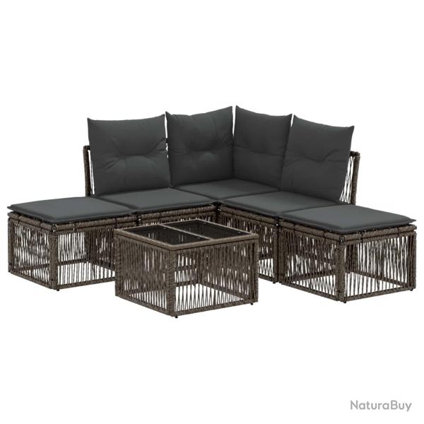 Ensemble de canap� de jardin 6 pcs Gris polyrotin