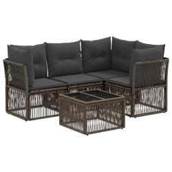 Ensemble de canap&eacute; de jardin 5 pcs Gris polyrotin