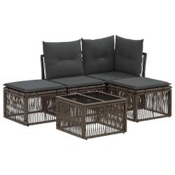 Ensemble de canap&eacute; de jardin 5 pcs Gris polyrotin