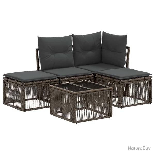 Ensemble de canap� de jardin 5 pcs Gris polyrotin