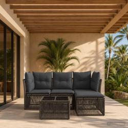 Ensemble de canap&eacute; de jardin 5 pcs Gris polyrotin