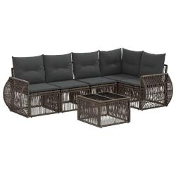 Ensemble de canap&eacute; de jardin 6 pcs Gris et Gris fonc&eacute; polyrotin