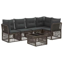 Ensemble de canap&eacute; de jardin 6 pcs Gris polyrotin