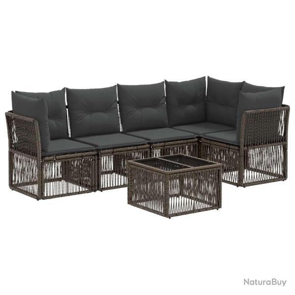 Ensemble de canap� de jardin 6 pcs Gris polyrotin