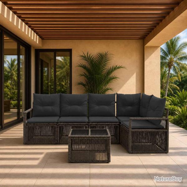 Ensemble de canap� de jardin 6 pcs Gris polyrotin