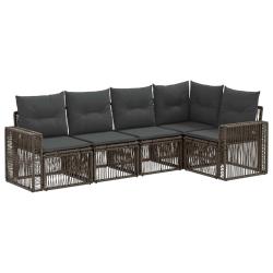 Ensemble de canap&eacute; de jardin 5 pcs Gris et Gris fonc&eacute; polyrotin
