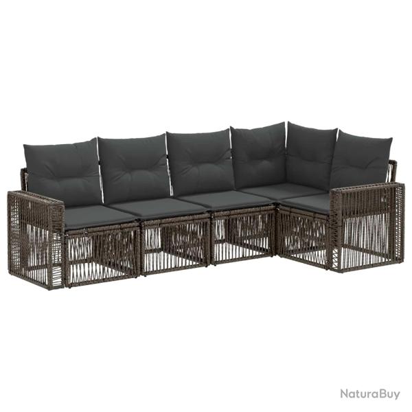 Ensemble de canap� de jardin 5 pcs Gris et Gris fonc� polyrotin