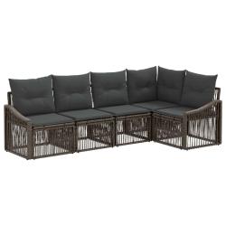 Ensemble de canap&eacute; de jardin 5 pcs Gris polyrotin