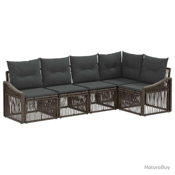 Ensemble de canap� de jardin 5 pcs Gris polyrotin