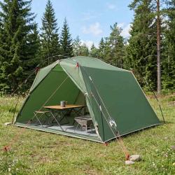 Tente tunnel Vert 4 personnes Polyester 185T avec rev&ecirc;tement PU