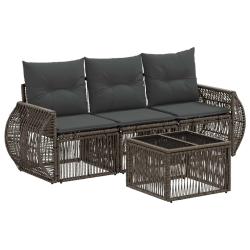 Ensemble de canap&eacute; de jardin 4 pcs Gris et Gris fonc&eacute; polyrotin