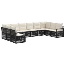 Ensemble de canap&eacute; de jardin 10 pcs Noir polyrotin