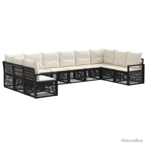 Ensemble de canap� de jardin 10 pcs Noir polyrotin