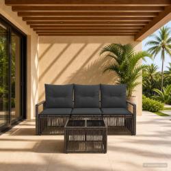 Ensemble de canap&eacute; de jardin 4 pcs Gris polyrotin