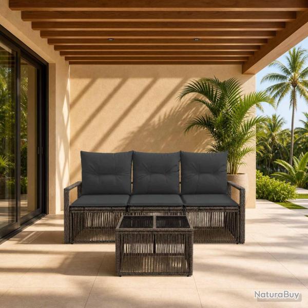 Ensemble de canap� de jardin 4 pcs Gris polyrotin