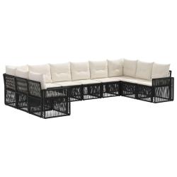 Ensemble de canap&eacute; de jardin 10 pcs Noir et blanc cr&egrave;me