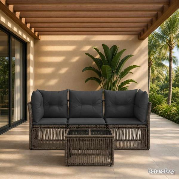 Ensemble de canap� de jardin 4 pcs Gris polyrotin