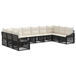 Ensemble de canap&eacute; de jardin 10 pcs Noir polyrotin