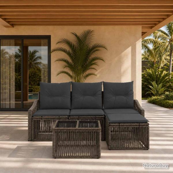 Ensemble de canap� de jardin 5 pcs Gris polyrotin