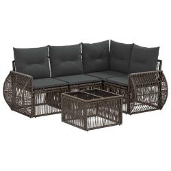 Ensemble de canap&eacute; de jardin 5 pcs Gris et Gris fonc&eacute; polyrotin