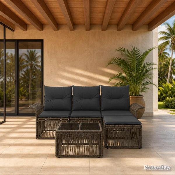 Ensemble de canap� de jardin 5 pcs Gris polyrotin
